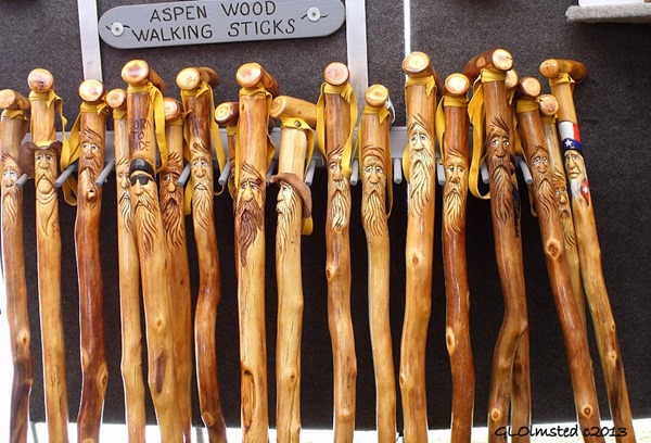Carved walking sticks for sale at Gold Rush Days Wickenburg Arizona 