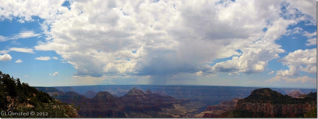 Stormy clouds over canyon from Grand Lodge North Rim Grand Canyon National Park Arizona