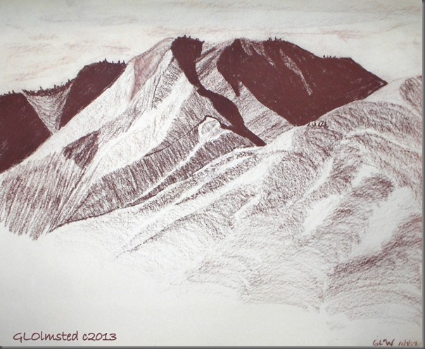 Conte drawing of mountains Wenatchee WA
