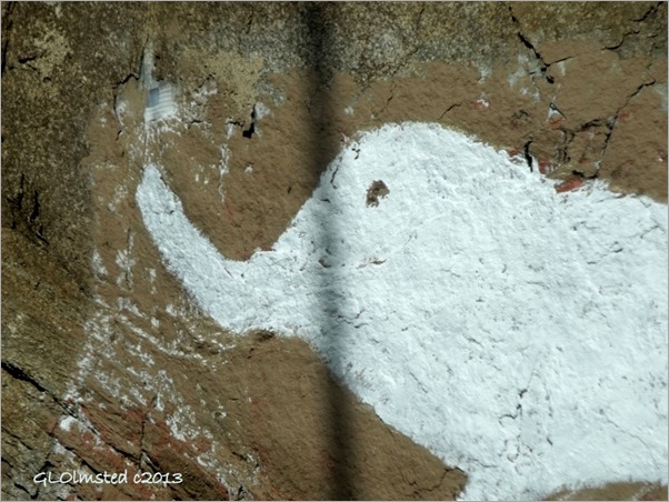 White elephant painted on rock SR89 Yarnell Hill AZ