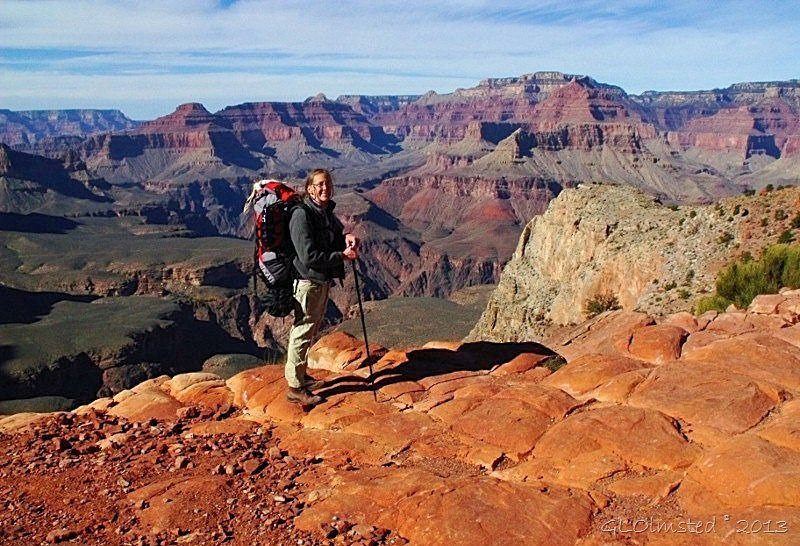 Gaelyn backpacking on South Kaibab trail Grand Canyon National Park