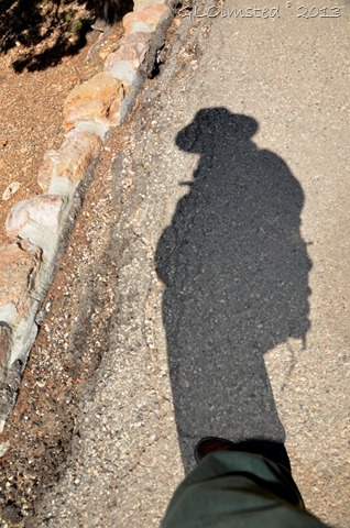 Ranger Gaelyn shadow on Bright Angel Point trail North Rim Grand Canyon National Park Arizona