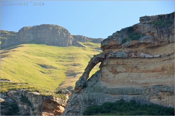 View with arch from Echo Ravine trail Golden Gate Highlands National Park South Africa