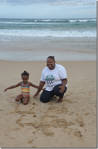 Bongi and Mom on beach at Tsitsikamma National Park Nature's Valley South Africa
