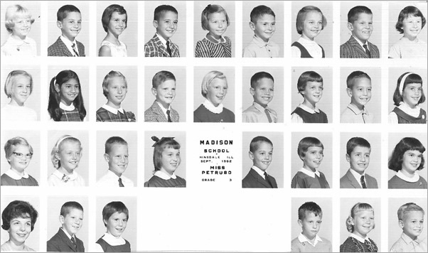 third grade class photo Madison School September 1962 Hinsdale Illinois