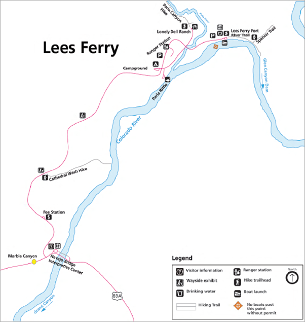 Map of Lees Ferry area