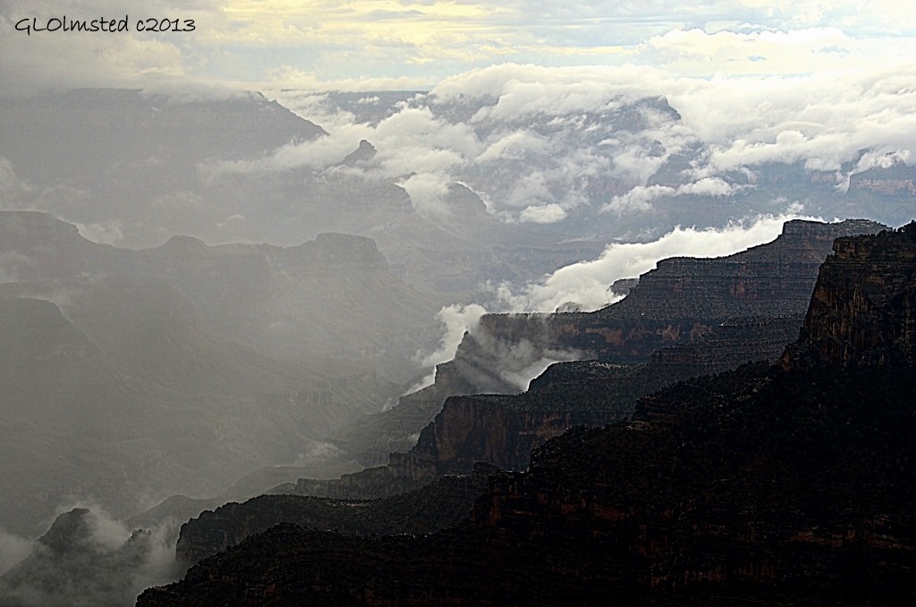 Monsoon clouds in canyon North Rim Grand Canyon National Park Arizona