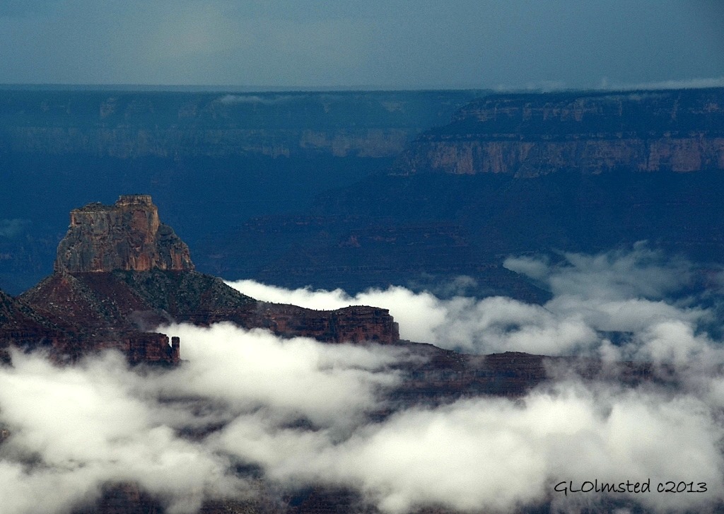 Monsoon clouds around Zoroaster tempe North Rim Grand Canyon National Park Arizona