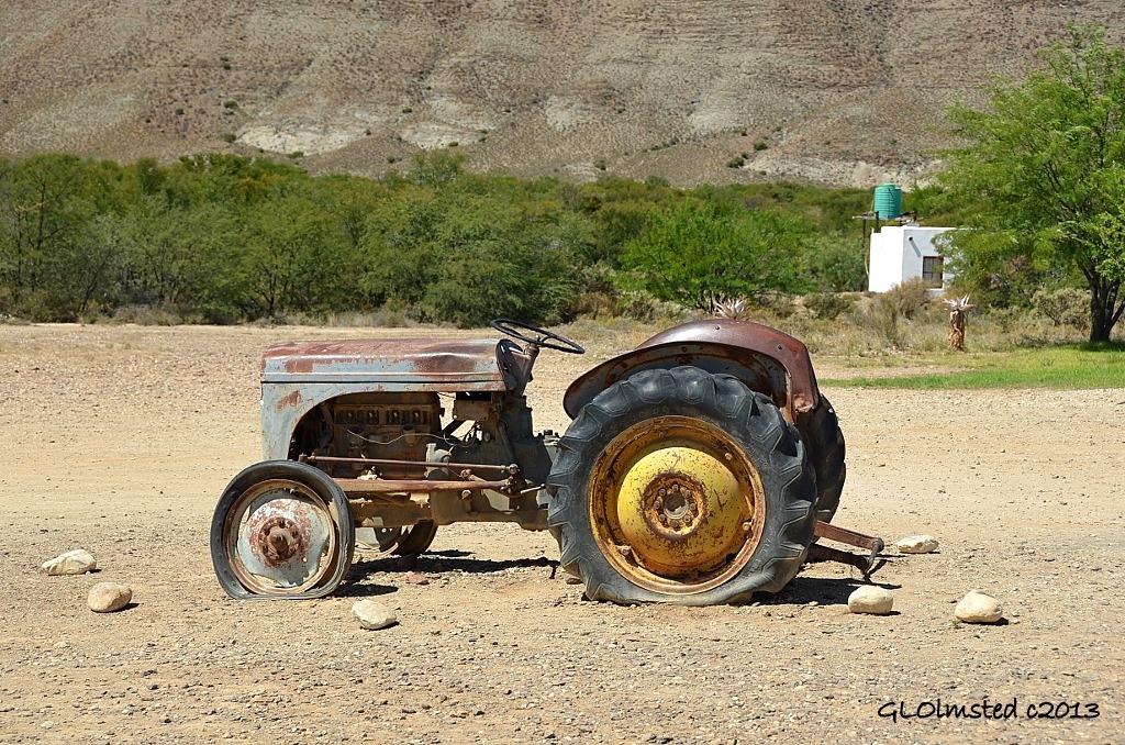 Old tractor at Ronnies Sex Shop Route 62 Barrydale South Africa