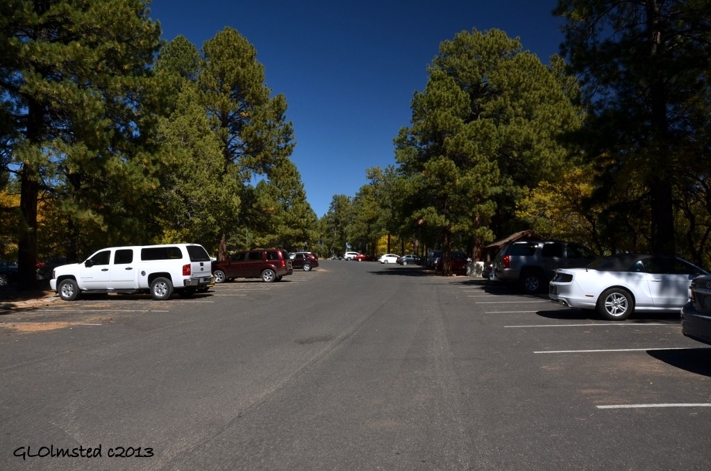 Nearly empty parking lot North Rim Grand Canyon National Park Arizona