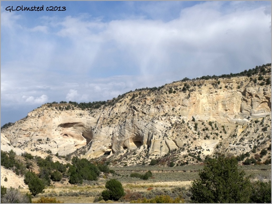 Sandstone buttes with caves along Johnson Canyon Road Grand Staircase Escalante National Monument Utah