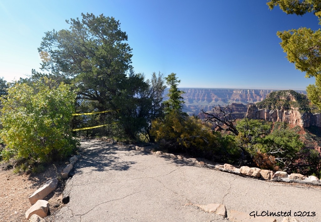 Bright Angel Point trail closed at North Rim Grand Canyon National Park Arizona