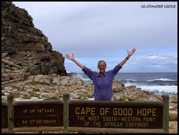 Gaelyn at Cape of Good Hope sign Table Mountain National Park Cape Pennisula South Africa