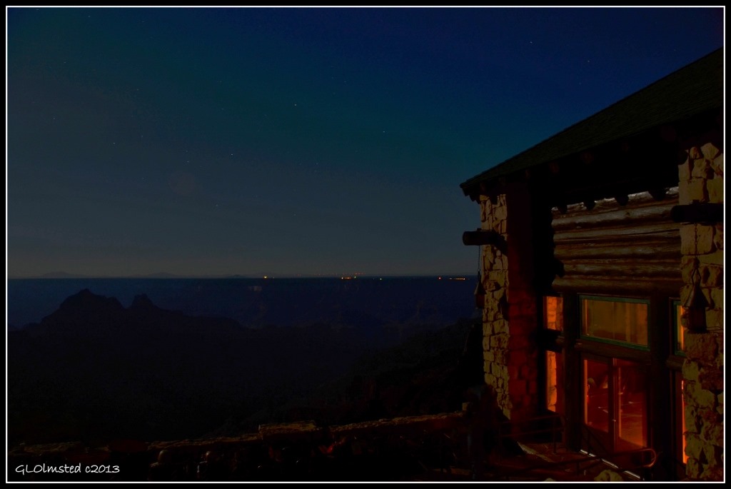 Night sky & South Rim lights from Lodge North Rim Grand Canyon National Park Arizona