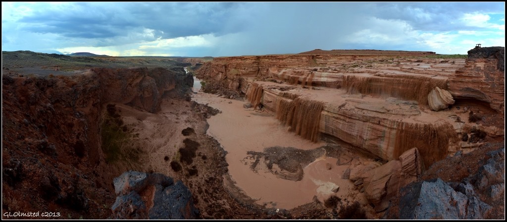 Stormy sky over Little Colorado River at Grand Falls Navajo Reservation Arizona