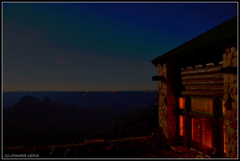 Night sky & South Rim lights from Lodge North Rim Grand Canyon National Park Arizona