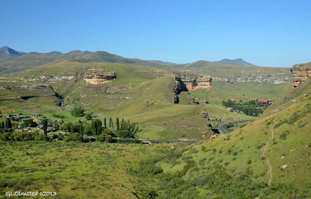 View of Reception from Echo Ravine trail Golden Gate Highlands National Park South Africa