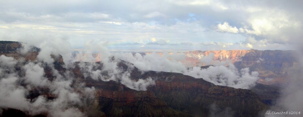Cloudy view of canyon Walhalla Plateau North Rim Grand Canyon National Park Arizona