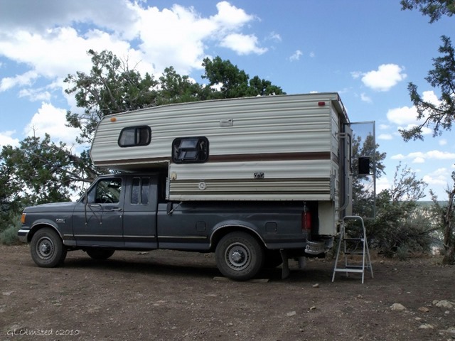 Truck camper at Crazy Jug Point FS292 Kaibab National Forest Arizona
