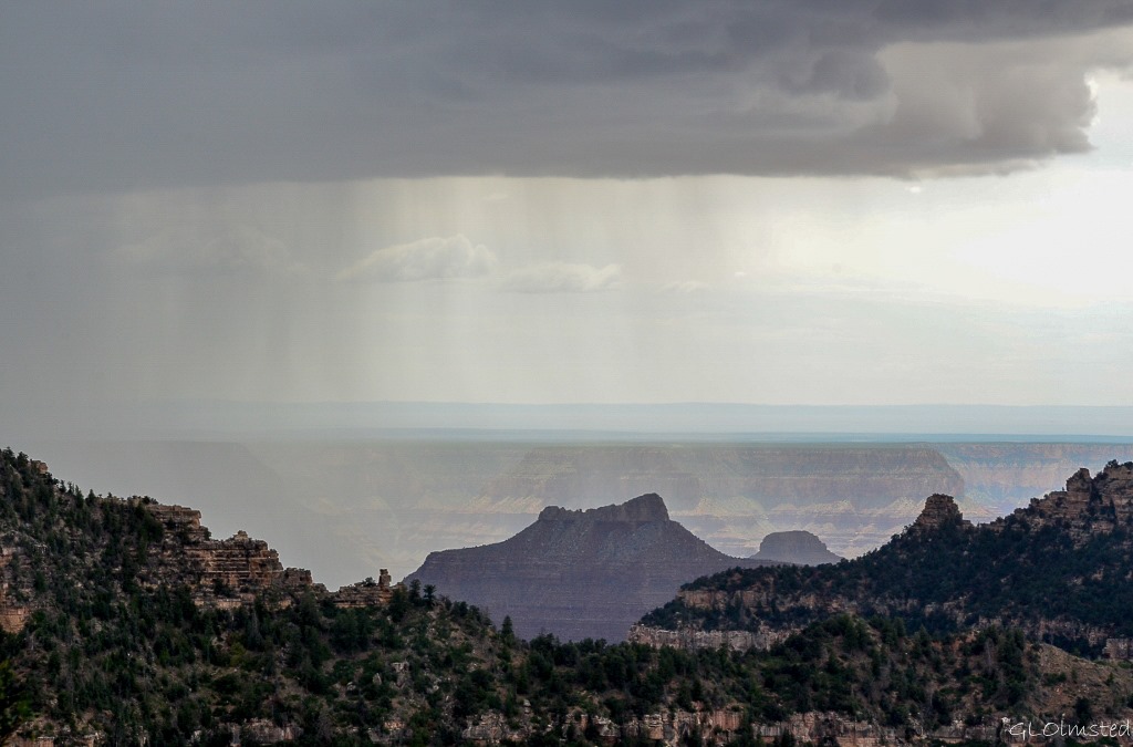 Raining in canyon from Grand lodge North Rim Grand Canyon National Park Arizona