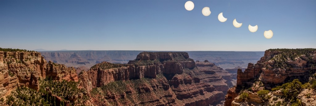 Partial solar eclipse over Grand Canyon