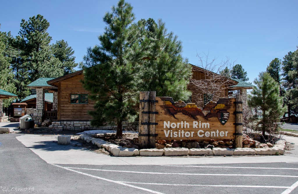 Visitor Center and sign North Rim Grand Canyon National Park Arizona