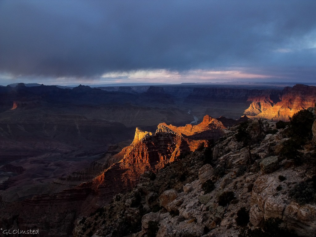 Last light & view NE from Lippan Point South Rim Grand Canyon National Park Arizona