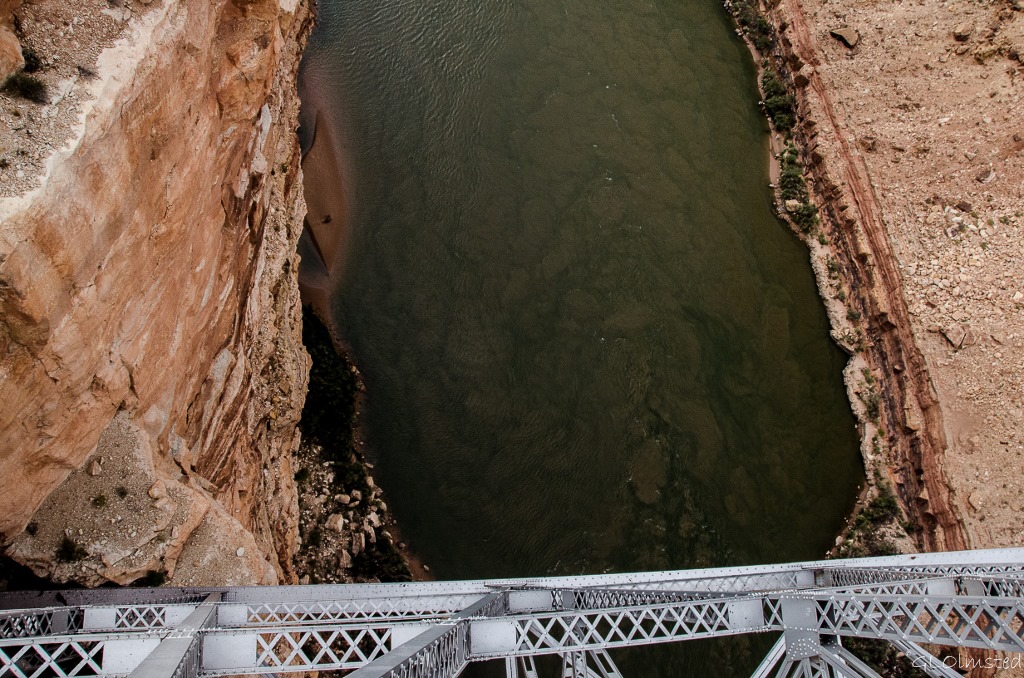 Paria River mud mixing with Colorado River from Navajo Bridge Marble Canyon Arizona