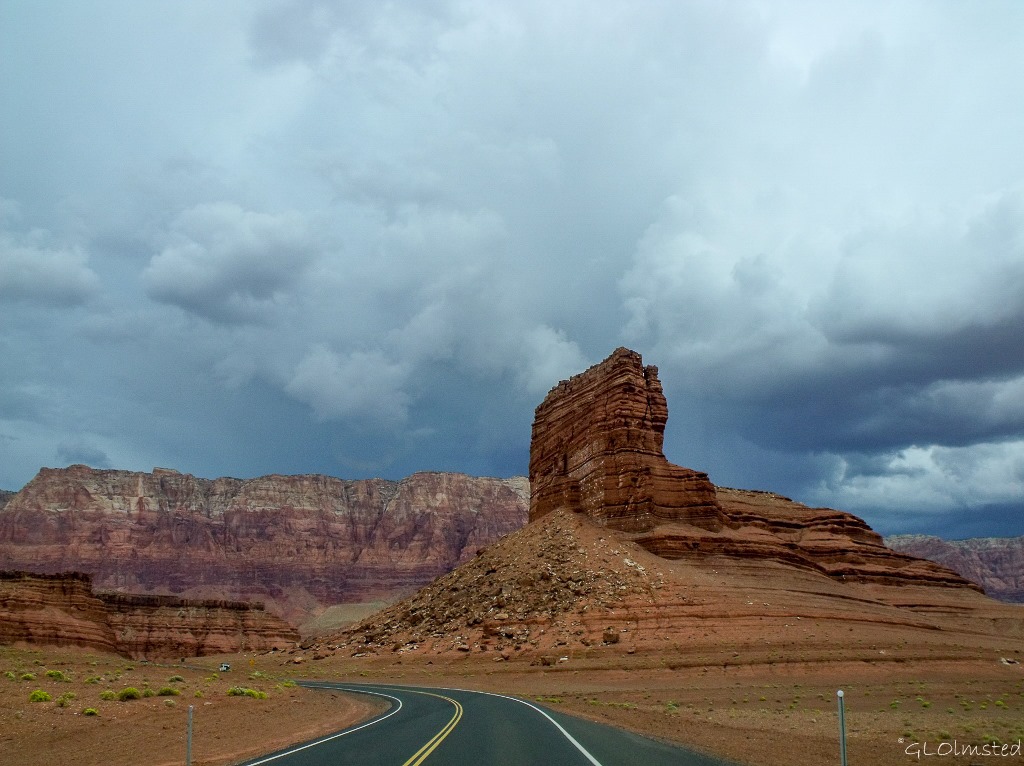 Stormy sky over Vermilion Cliffs Rd to Lees Ferry Glen Canyon National Recreation Area Arizona