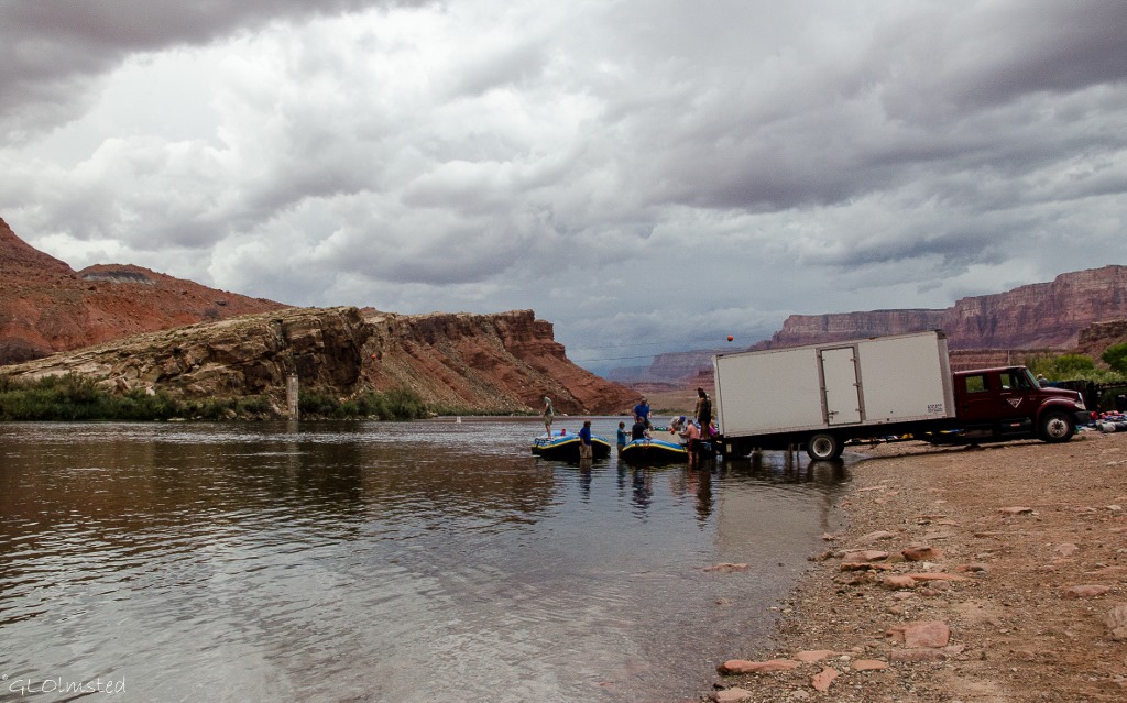 Rafts launching at Lees Ferry Glen Canyon National Recreation Area Arizona