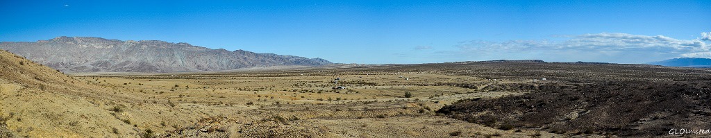 View across desert & Santa Rosa Mountains towards Salton Sea Anza-Borrego Desert State Park California