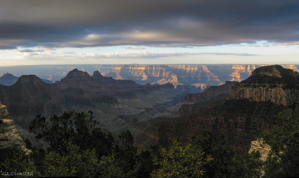 Morning light over Bright Angel Canyon from Lodge North Rim Grand Canyon National Park Arizona