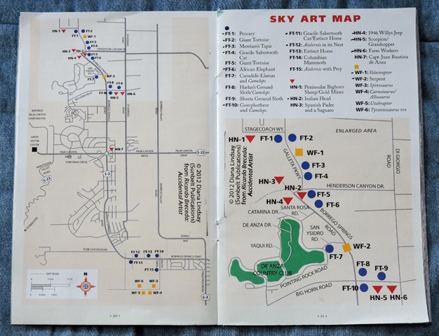 Sky Art map Galleta Meadows metal sculptures Borrego Springs California