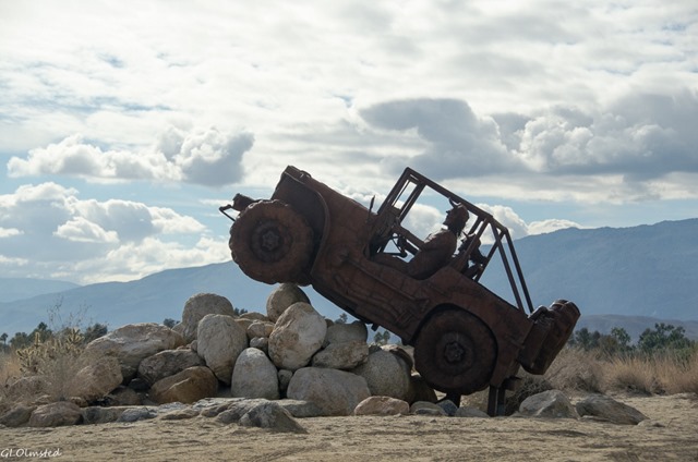 1946 Willys Jeep metal sculpture by Ricardo Breceda Galleta Meadows Borrego Springs California