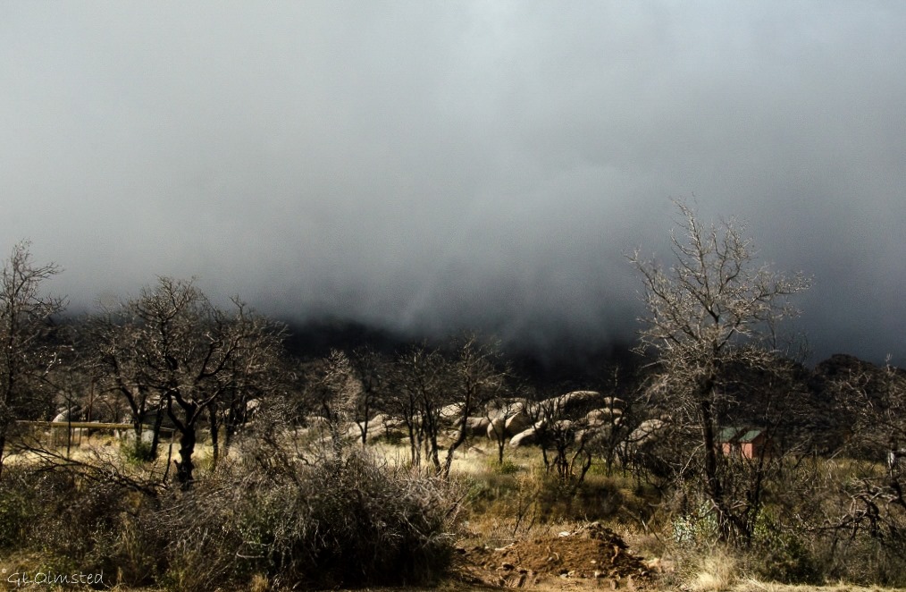 Low clouds over Weaver Mts Yarnell Arizona
