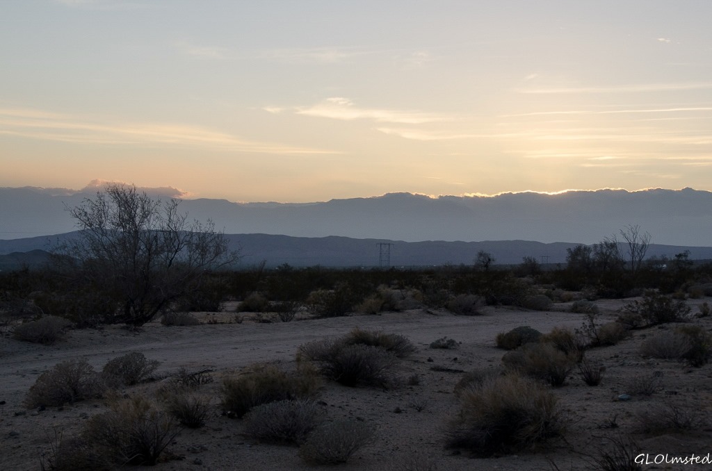 Sunset view from camp Cottonwood Springs Road BLM California