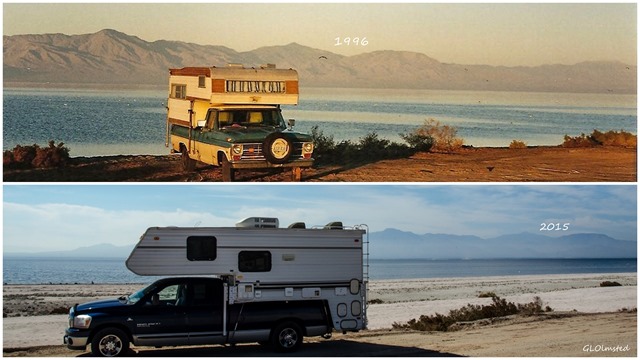 Truck campers at Salton Sea California 1996 & 2015