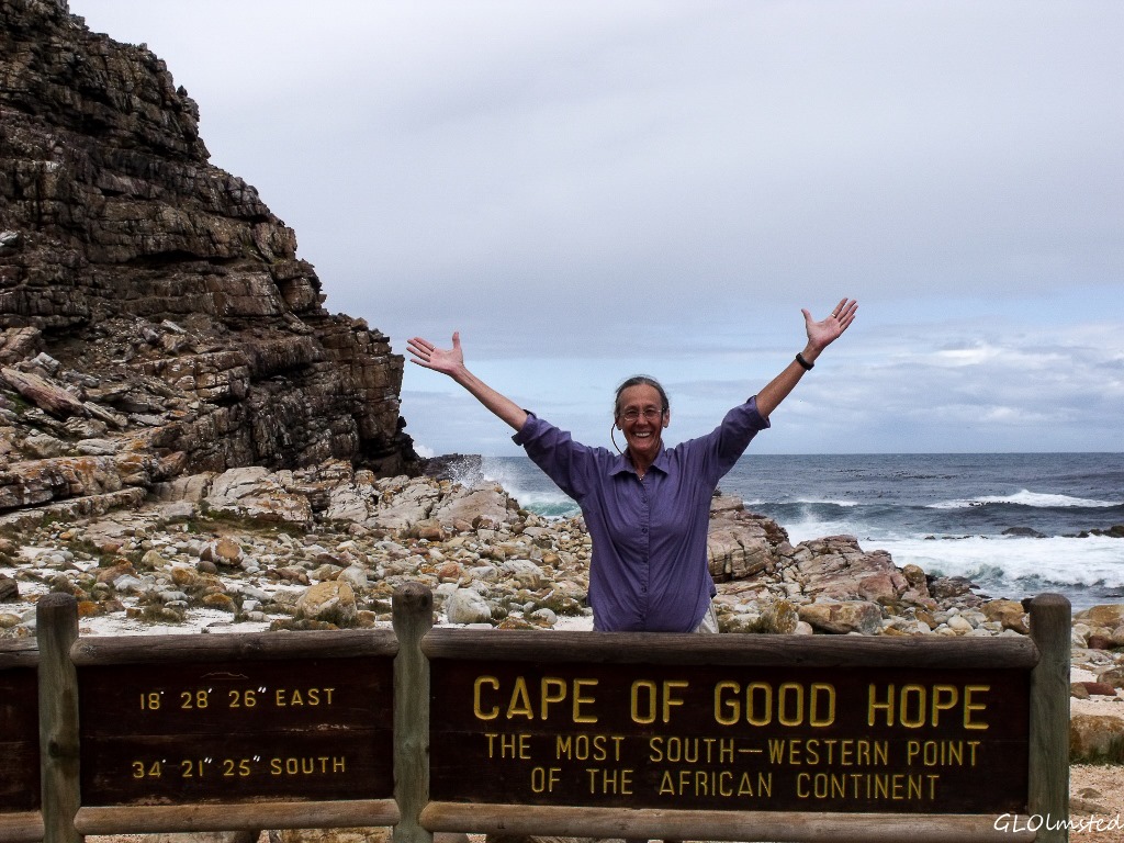 Gaelyn at Cape of Good Hope sign M65 S Table Mt NP Cape Pennisula South Africa