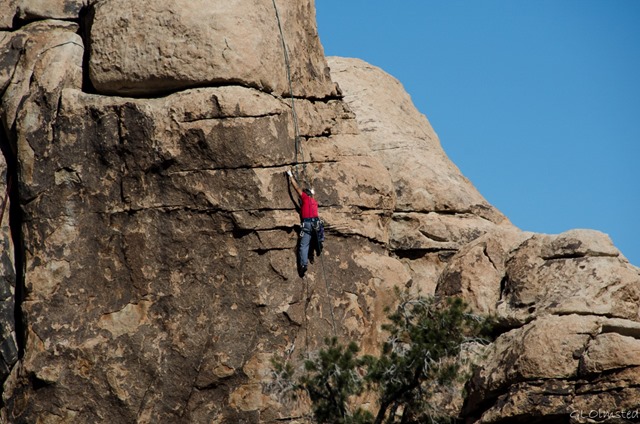 Rock climber Hidden Valley Joshua Tree National Park California