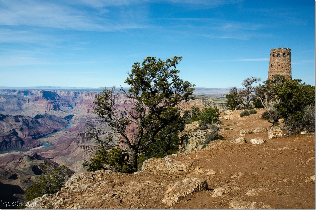 Colorado River & Desert View Watchtower South Rim Grand Canyon National Park Arizona