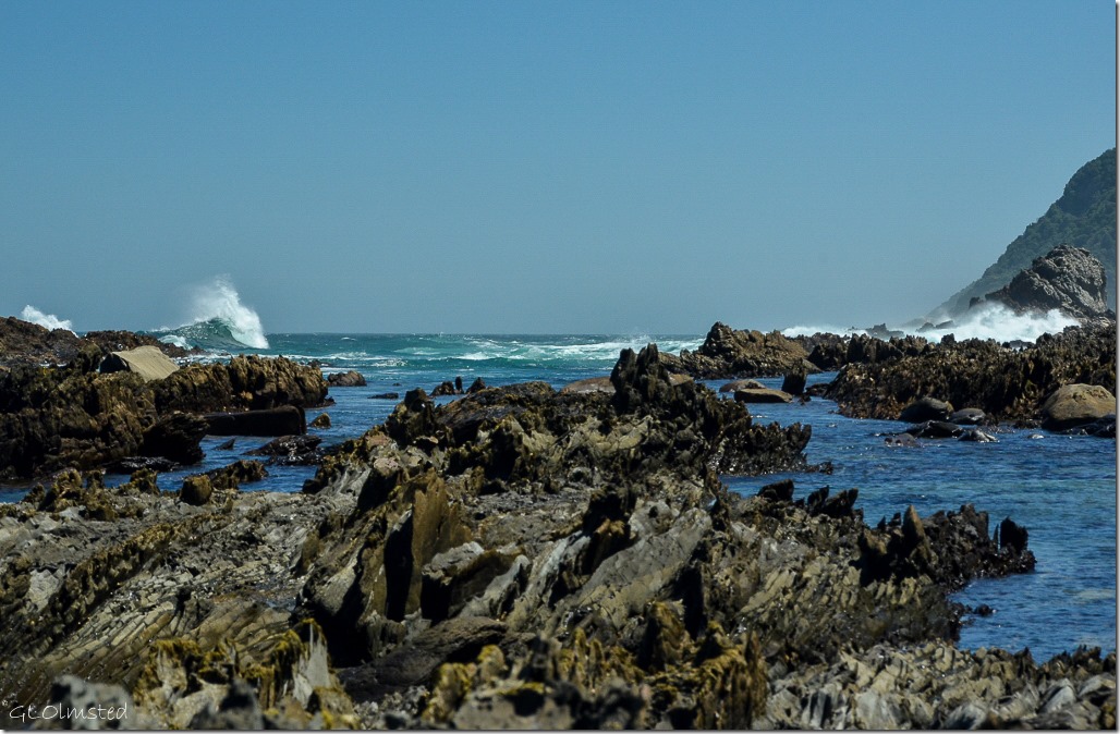 Crashing waves on rocky coast Tsitsikamma National Park South Africa