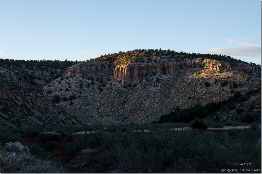 Last light on canyon walls Snake Gulch Kaibab National Forest Arizona