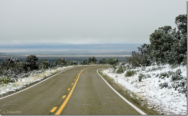 Snow & low cloud SR89A N Kaibab National Forest Arizona