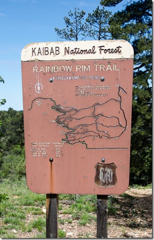 Rainbow Rim Trail sign Kaibab National Forest Arizona