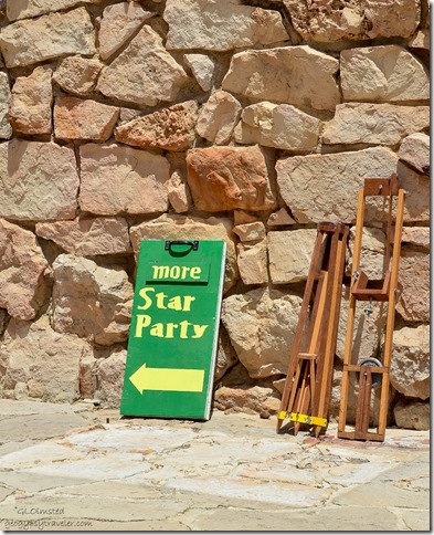 Sign Lodge veranda Star Party North Rim Grand Canyon National Park Arizona