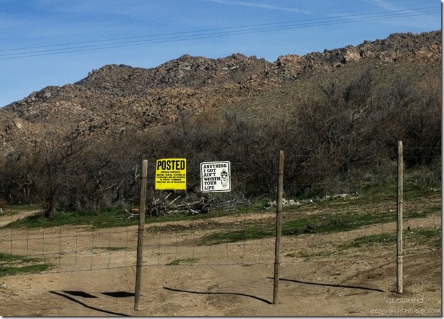 Funny private property sign from Date Creek-County Road 62 Arizona