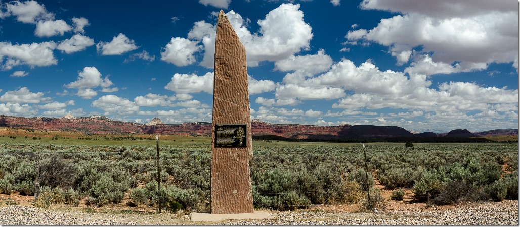 Pahreah plaque on sandstone monolith Paria River Road Grand Staircase-Escalante National Monument Utah