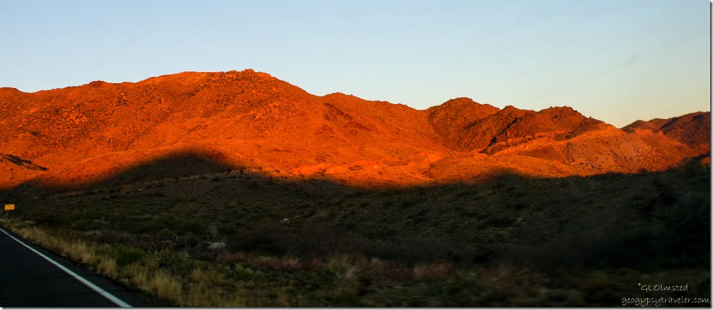 Last golden light on Weaver Mountains SR89 Arizona