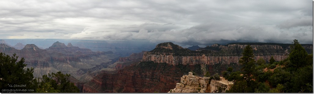 Stormy sky over canyon from Lodge North Rim Grand Canyon National Park Arizona