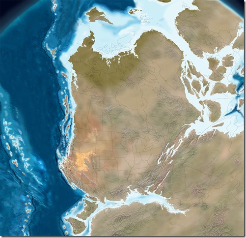 Early Jurassic 195 mya paleogeographic map North America